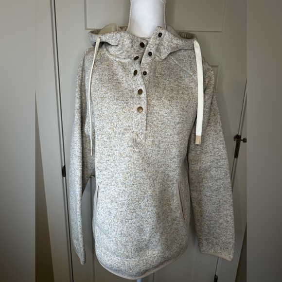 Thread & Supply Jackets & Blazers - Thread & Supply Snap Cozy‎ Hoodie Fleece Pullover Thermal Womens Sz Large Beige